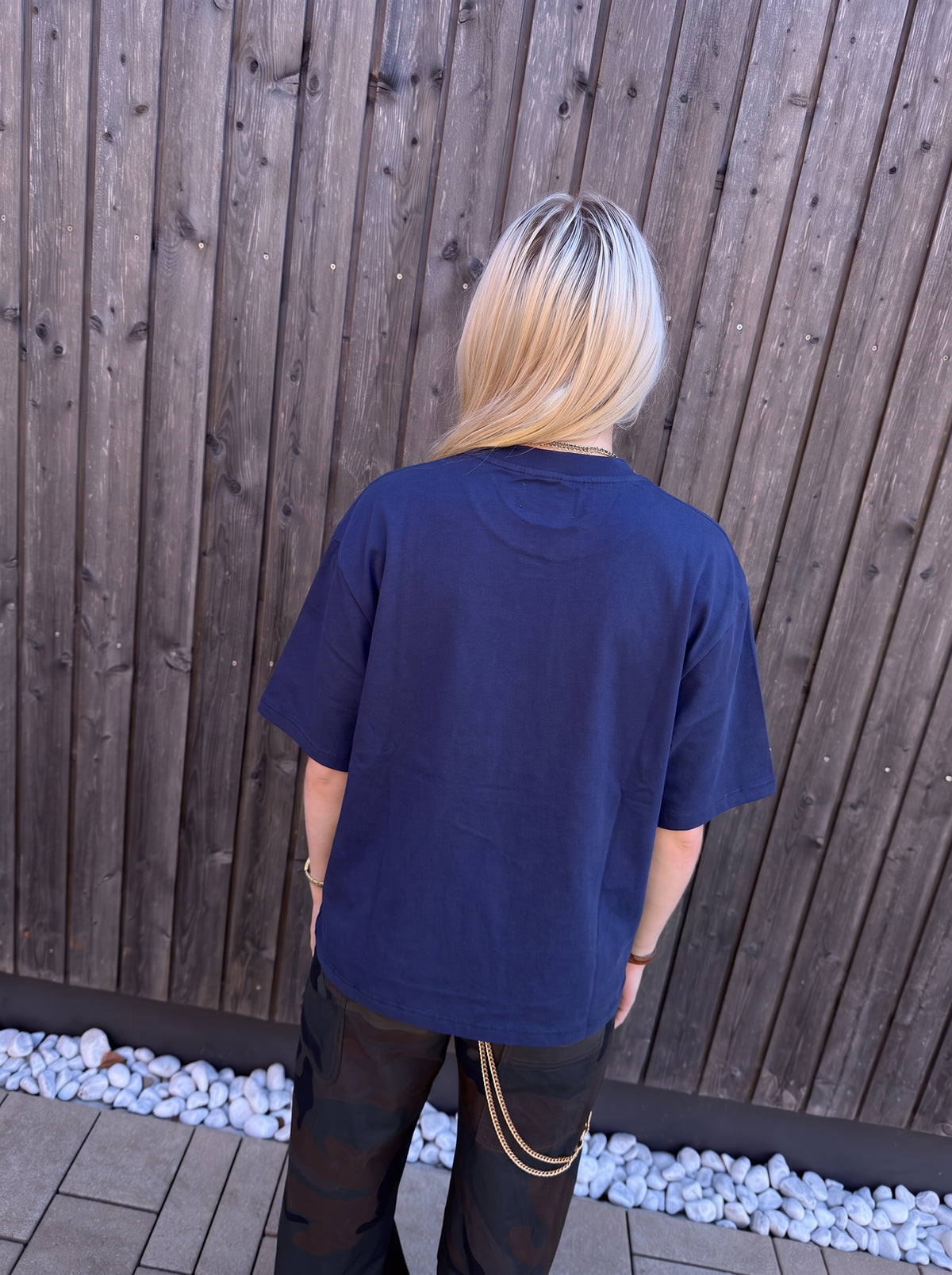Temptation Grid Tee Navy Blue