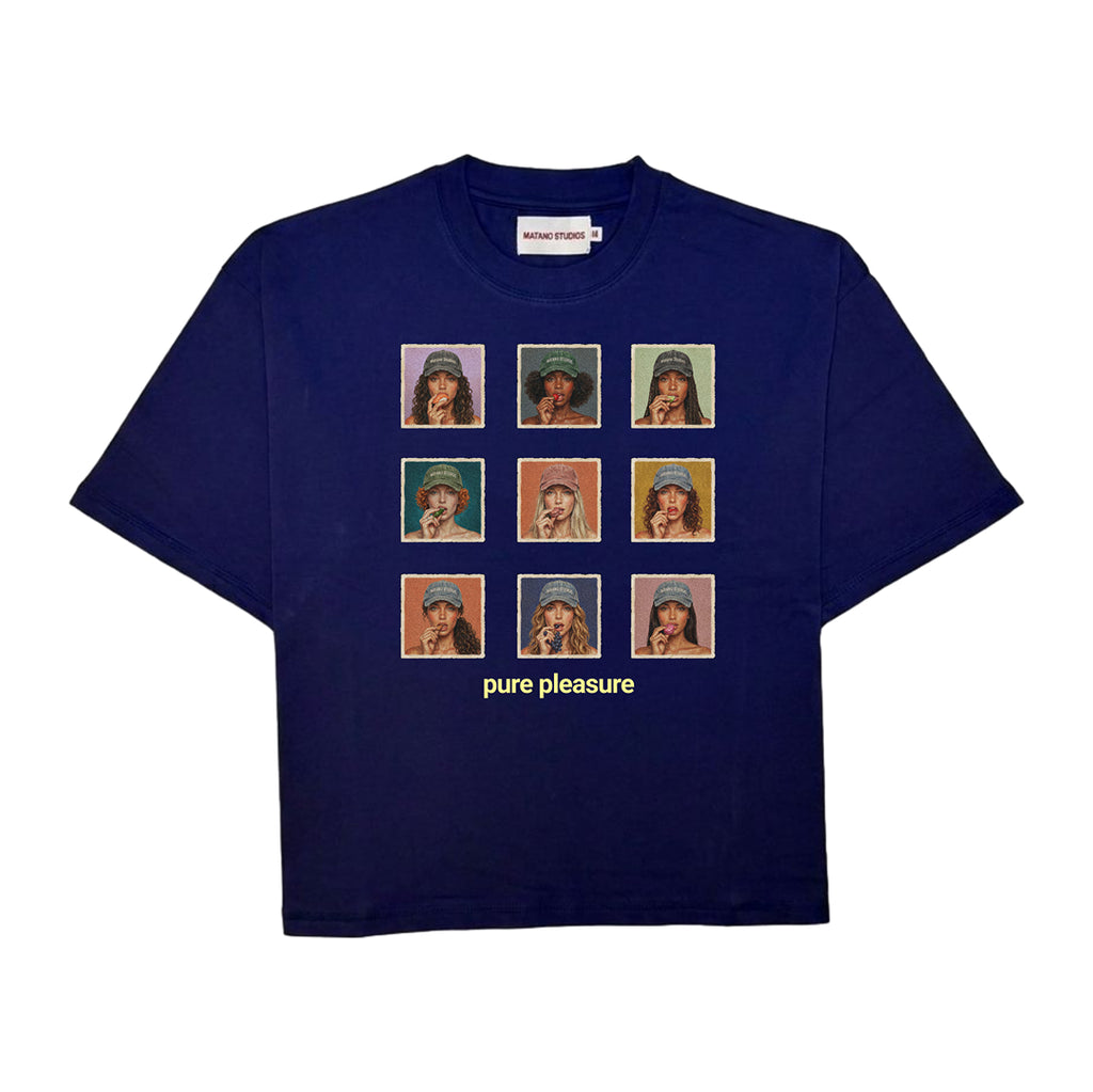 Temptation Grid Tee Navy Blue