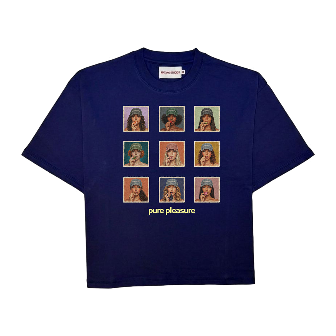 Temptation Grid Tee Navy Blue